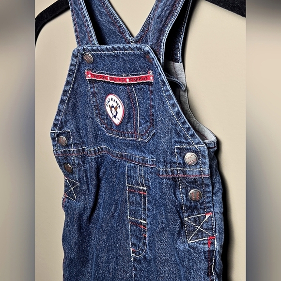 First Moments Lined Baseball Embroidered Overalls, Newborn - Picture 2 of 4